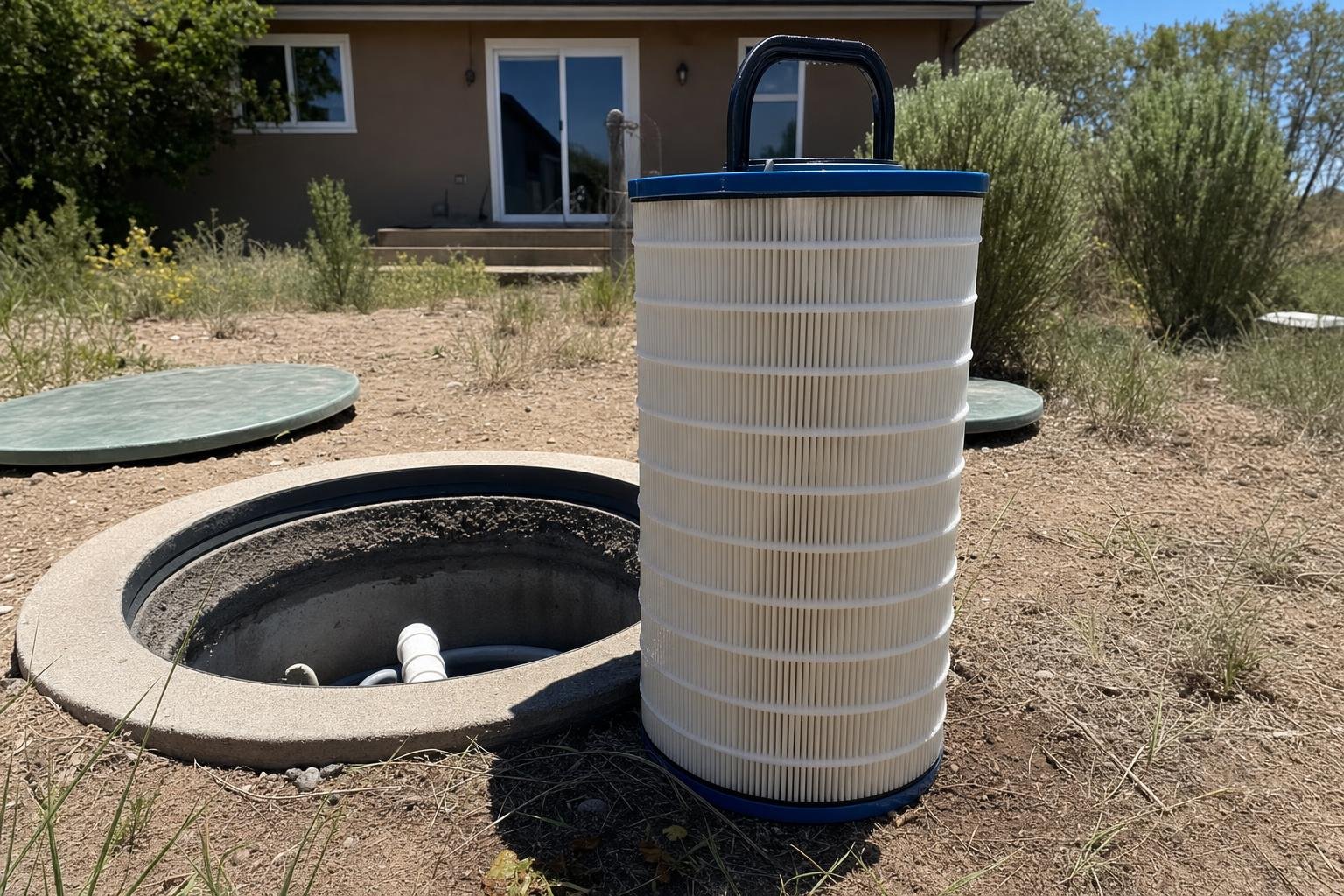 Stock photo of illustrative image of effluent filter cleaning work