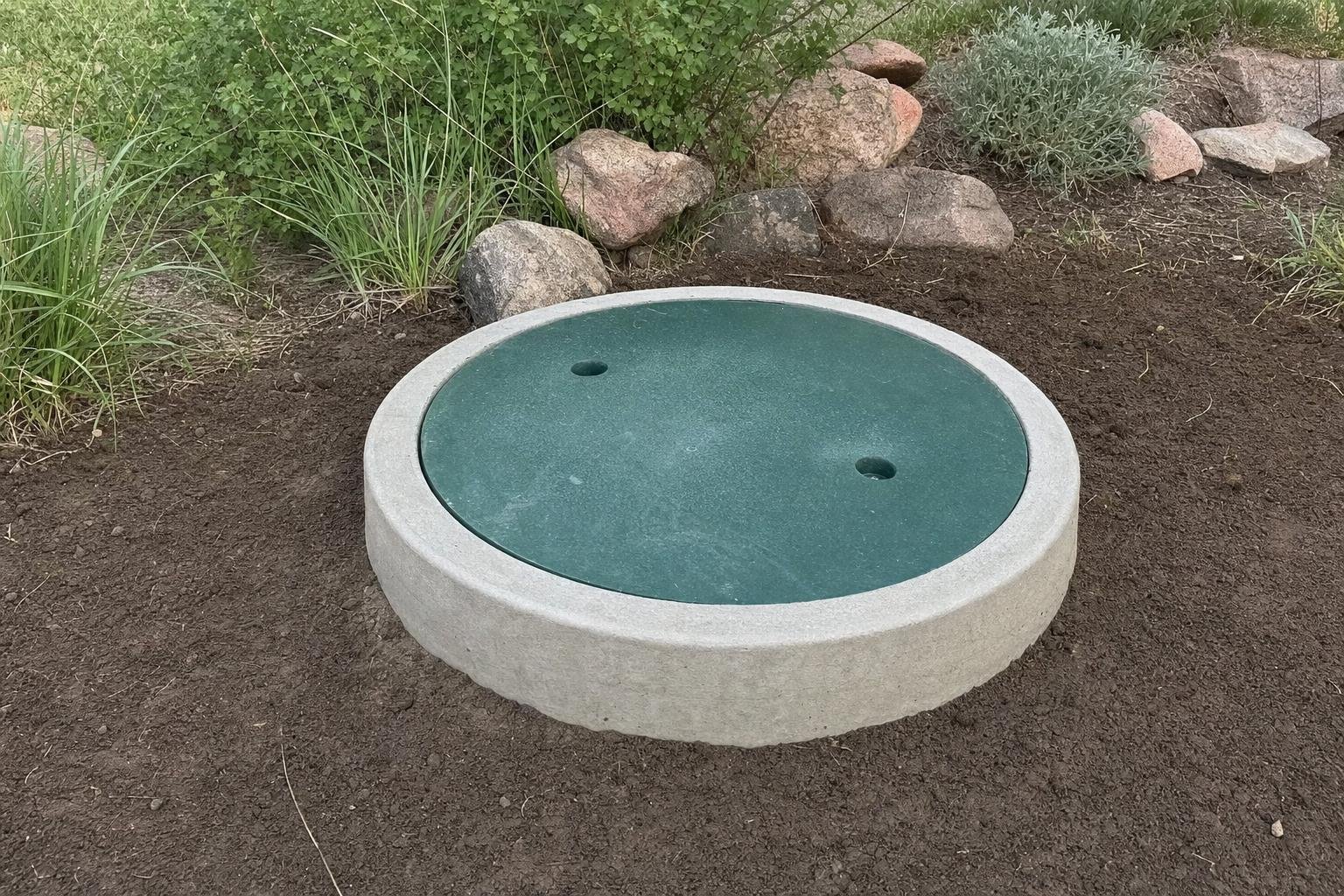 Illustrative image of septic tank pumping warning signs work, example photo